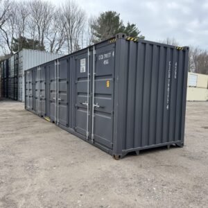 new *high cube**four side door openings** shipping/storage container – wind and watertight – dk gray